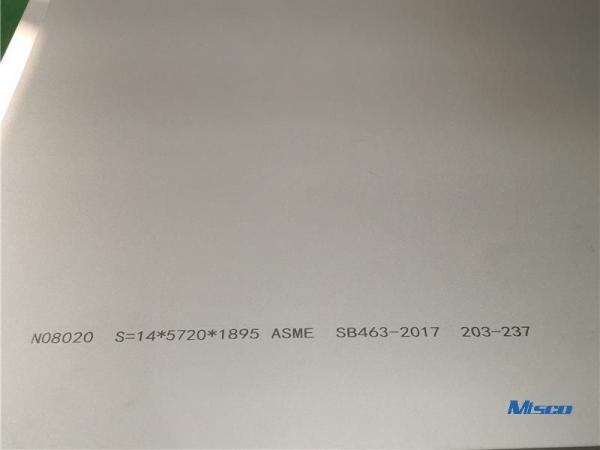 合金 20/ UNS N08020 ニッケル合金冷間圧延プレート/パイプ、ASTM B729