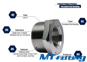 3/4 بوصة ASTM A182 F304H / 316H 6000LBS قابس رأس سداسي مع نهاية مداس للاتصال