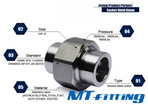 ASME B16.11 F347 Stainless Steel Forged Union High Pressure Pipe Fittings With Socket Welded/Threaded